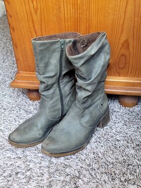 Women's Faux-Leather Mid-Calf Boot in Olive Green